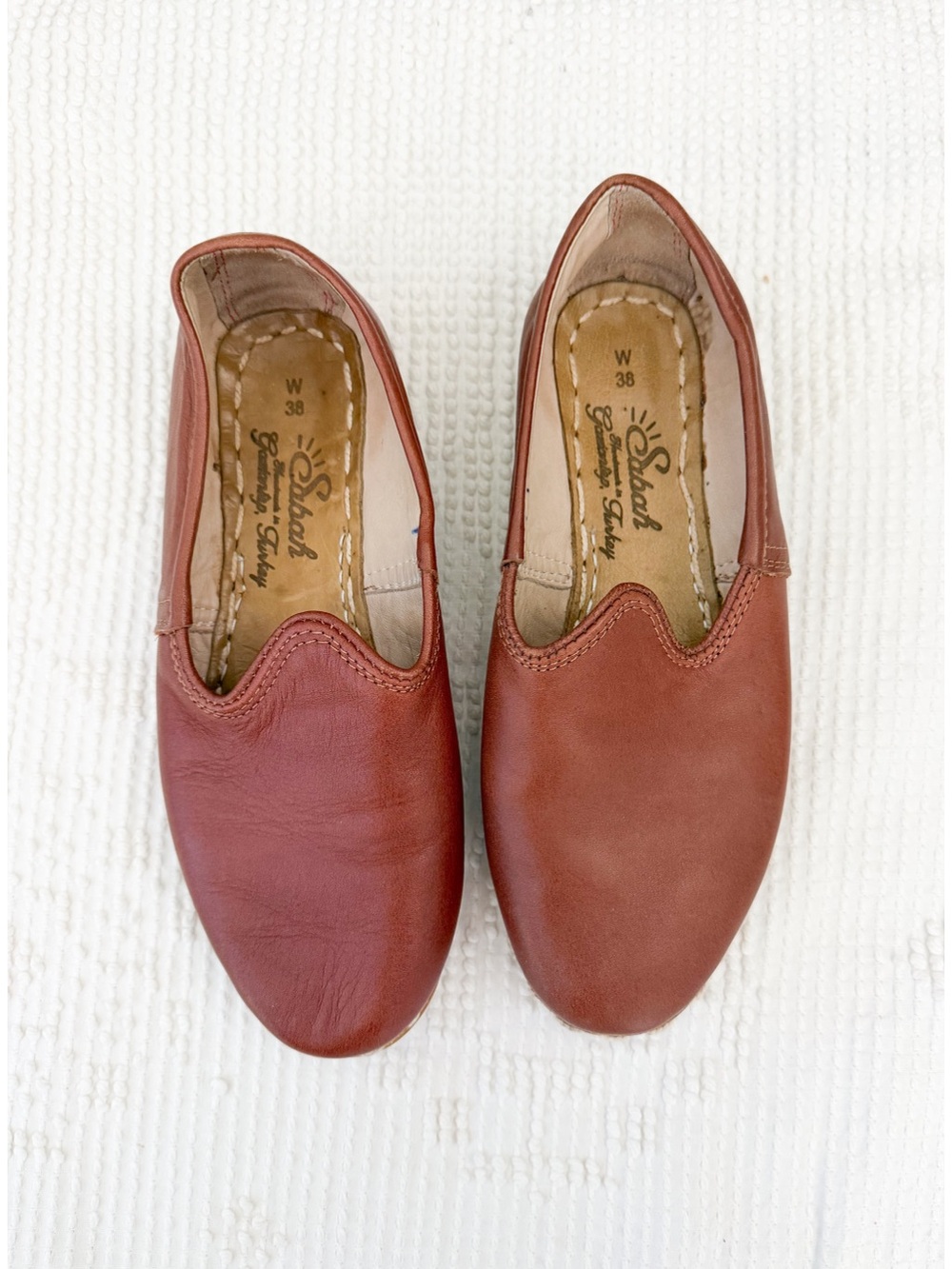 Sabah Baja Slip on Shoes in Brown Leather size 38 /US 7 Loafers